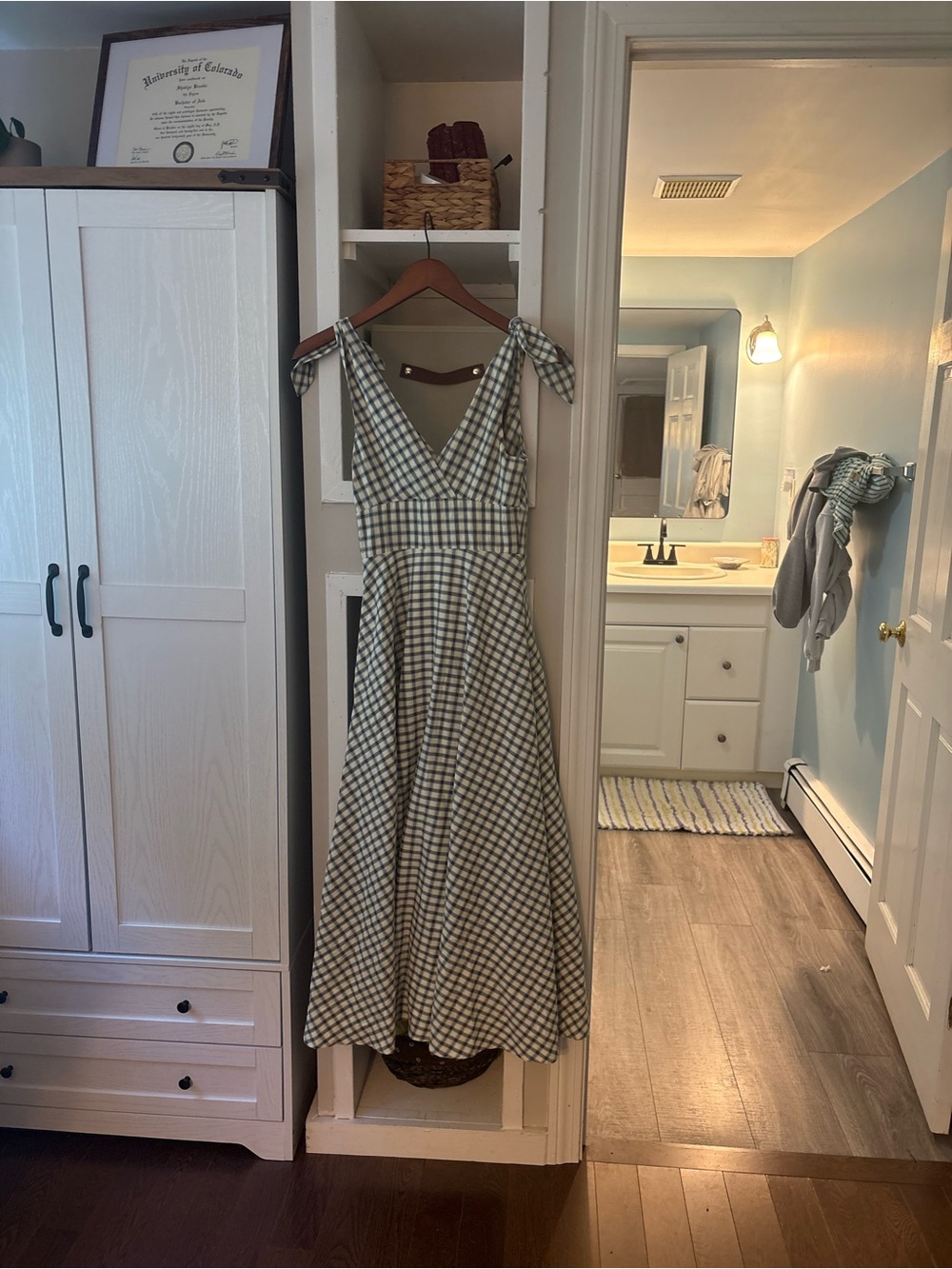 Lulu's Green Gingham Tie-Shoulder Maxi Dress - Picture 4 of 5